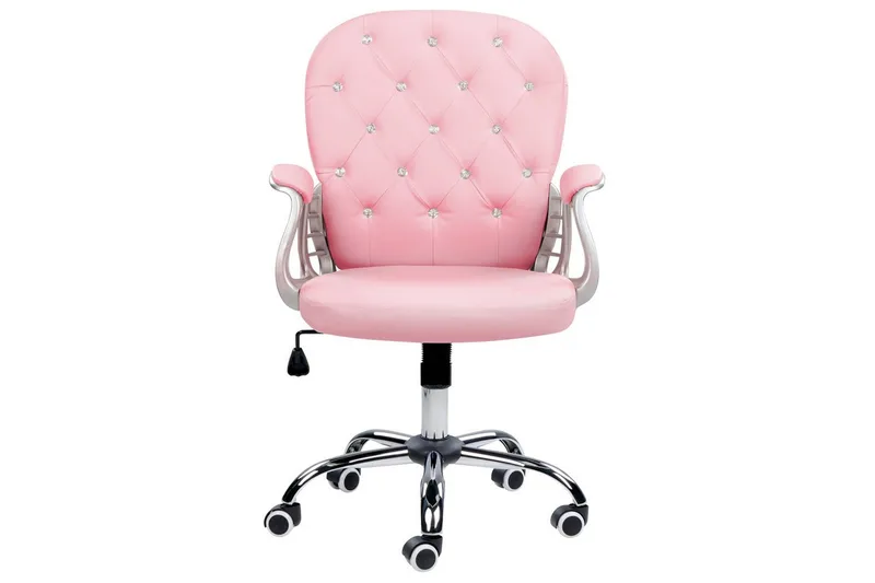 Kontorsstol med kristaller Princess Rosa/svart/silver - Rosa/svart/silver - Products - Möbler - Fåtölj & stolar - Kontorsstol & skrivbordsstol