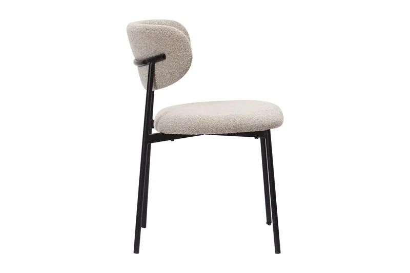 Lucy Matstol - Greige Bouclé / Metallben Svart - Products - Möbler - Fåtölj & stolar - Matstol & köksstol