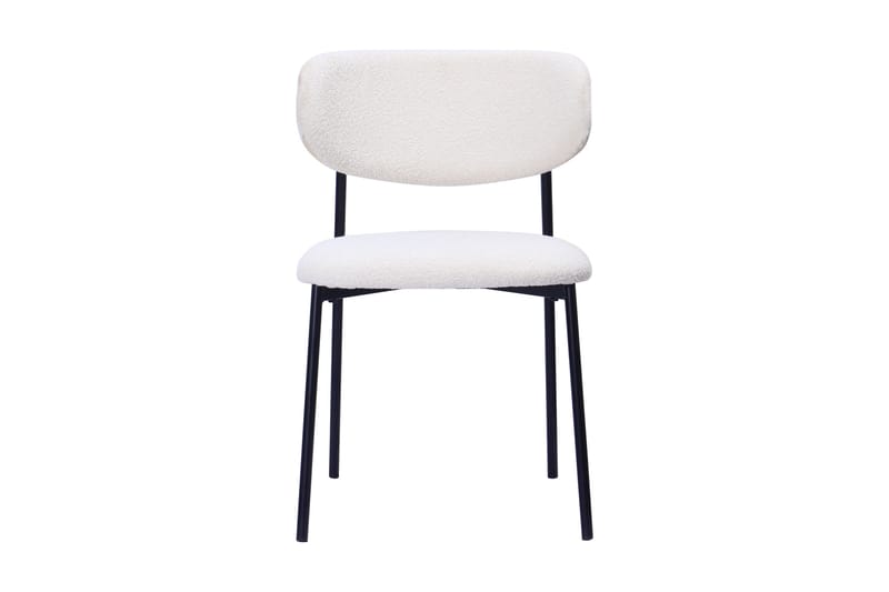 Lucy Matstol - Vit Bouclé / Metallben Svart - Products - Möbler - Fåtölj & stolar - Matstol & köksstol