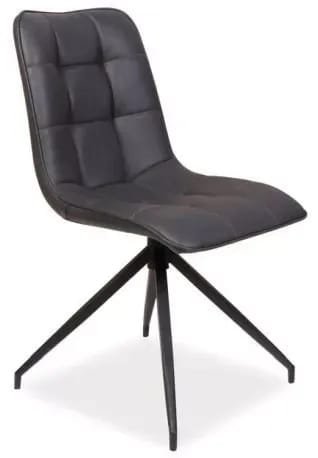 Matstol svart PU, svart/grå