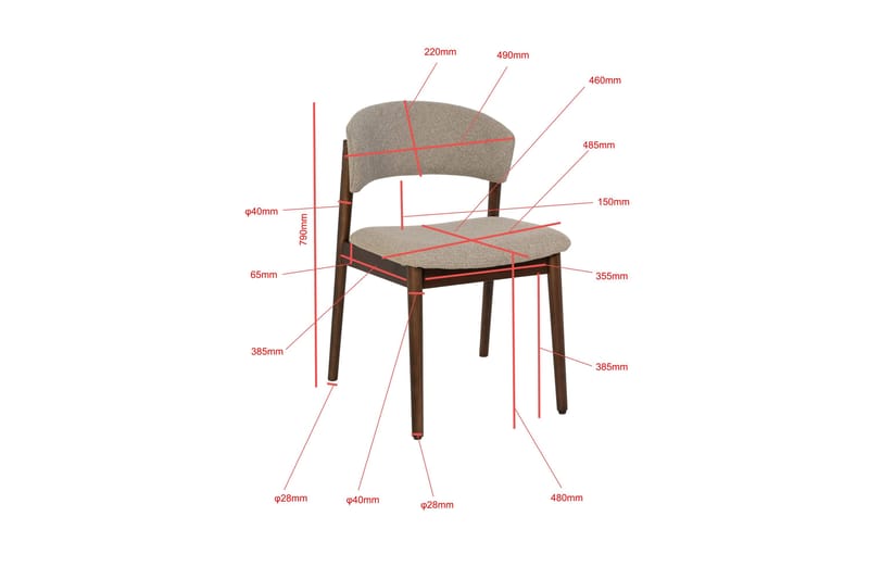 Nala Matstol i trä med tygsits - Greige - Products - Möbler - Fåtölj & stolar - Matstol & köksstol