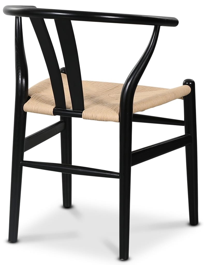 Oskar matstol - Svart stol med repsits - naturfärgat rep - Products - Möbler - Fåtölj & stolar - Karmstol