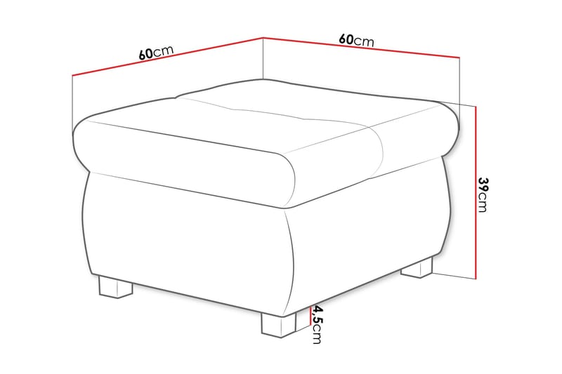 Cerys Fotpall 60 cm - Ljusgrå/Mörkgrå - Products - Möbler - Fåtölj & stolar - Pall & puff - Fotpallar