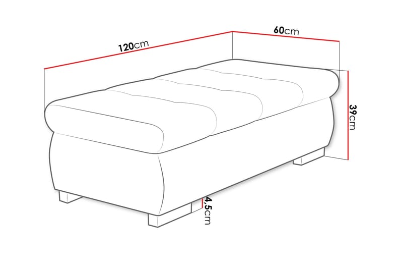 Cerys Fotpall 60 cm - Ljusgrå/Svart - Products - Möbler - Fåtölj & stolar - Pall & puff - Fotpallar