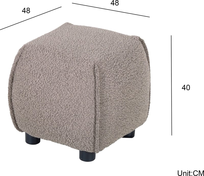 Pall 48x48 cm i mörkbeige bouclè - Gråbrun - Products - Möbler - Fåtölj & stolar - Pall & puff - Sittpuff
