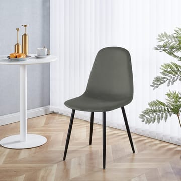 Stol i mörkgrå sammet med svarta ben - Mörkgrå - Products - Möbler - Fåtölj & stolar - Matstol & köksstol
