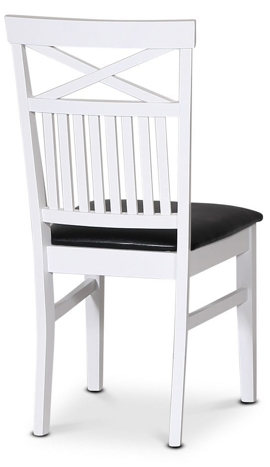 Stol med kryss i rygg och svart sits - Vitlack och sits i svart PU - Products - Möbler - Fåtölj & stolar - Matstol & köksstol