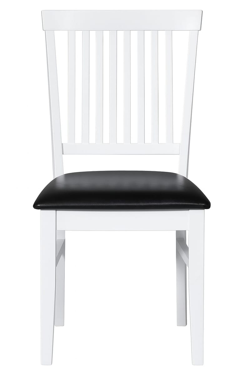 Stol vit med svart sits - Fårö, Vitlack och sits i svart PU