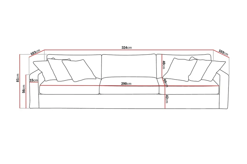 Valencia Extra Djup 5-sits Soffa med avtagbar och tvättbar klädsel - Ljusbrun - Products - Möbler - Soffa