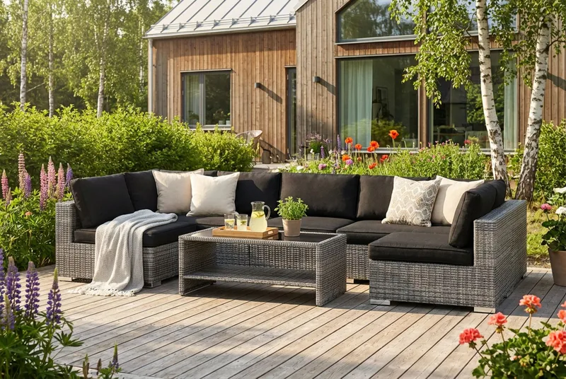 Bahamas Mittmodul utomhus i konstrotting - Grå - Products - Utemöbler & utemiljö - Övrigt utemöbler - Moduler utesoffa - Mittmodul utesoffa