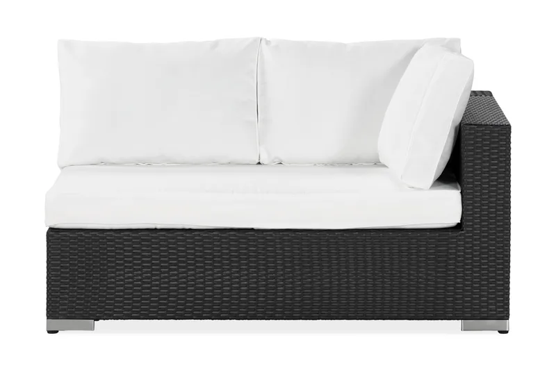 Bahamas Vänstermodul utomhus 140 cm i konstrotting, Svart / Vita dynor