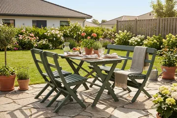 Landet Klappstol - Hopfällbar stol utomhus i akacia trä - Grön - Products - Utemöbler & utemiljö - Balkong & altan - Balkongmöbler - Balkongstol