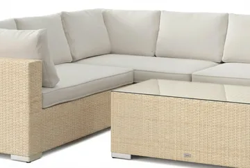 Bahamas L-formad utesoffa höger, 6-sits med bord - Beige - Products - Utemöbler & utemiljö - Loungemöbler - Loungeset & loungegrupp