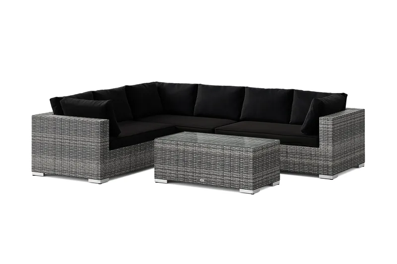 Bahamas L-formad utesoffa höger, 6-sits med bord - Grå - Products - Utemöbler & utemiljö - Loungemöbler - Loungeset & loungegrupp