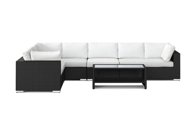 Bahamas L-formad utesoffa höger, 7-sits med bord och hylla - Svart - Products - Utemöbler & utemiljö - Loungemöbler - Loungeset & loungegrupp