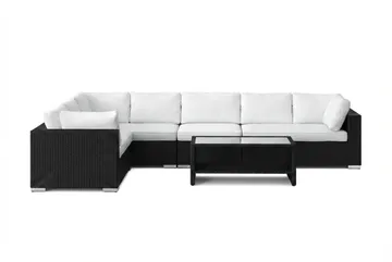 Bahamas L-formad utesoffa höger, 7-sits med bord och hylla - Svart - Products - Utemöbler & utemiljö - Loungemöbler - Loungeset & loungegrupp