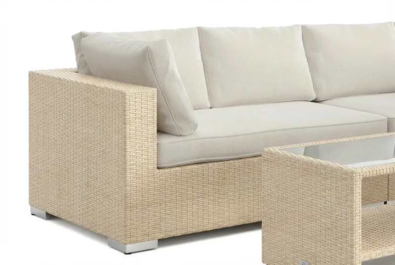 Bahamas L-formad utesoffa vänster, 6-sits med bord och hylla - Beige - Products - Utemöbler & utemiljö - Loungemöbler - Loungeset & loungegrupp