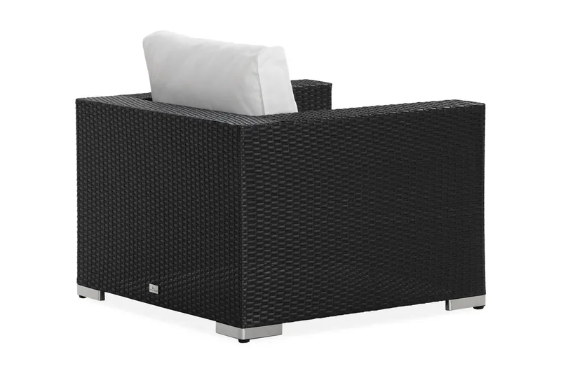 Bahamas Loungefåtölj utomhus i konstrotting för Uteplats och Trädgård - Svart / Vita dynor - Products - Utemöbler & utemiljö - Loungemöbler - Loungestol utomhus