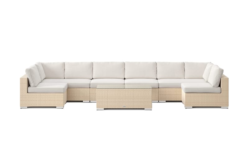 Bahamas U-formad utomhus loungegrupp med öppet avslut, 8-sits med bord - Beige - Products - Utemöbler & utemiljö - Loungemöbler - Loungeset & loungegrupp