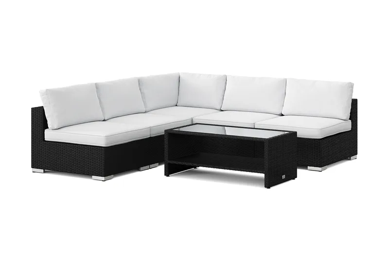 Bahamas utomhus hörnsoffa 5-sits vändbar med öppet avslut och bord med hylla - Svart - Products - Utemöbler & utemiljö - Loungemöbler - Loungeset & loungegrupp