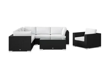 Bahamas utomhus hörnsoffa 6-sits vändbar med fåtölj och bord - Svart - Products - Utemöbler & utemiljö - Loungemöbler - Loungeset & loungegrupp
