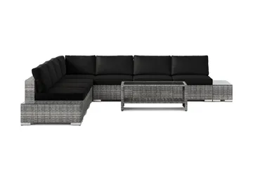 Bahamas utomhus hörnsoffa 7-sits vändbar med öppet avslut och bord med hylla - Grå - Products - Utemöbler & utemiljö - Loungemöbler - Loungeset & loungegrupp