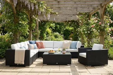 Bahamas utomhus hörnsoffa 8-sits vändbar med fåtölj och bord - Svart - Products - Utemöbler & utemiljö - Loungemöbler - Loungeset & loungegrupp