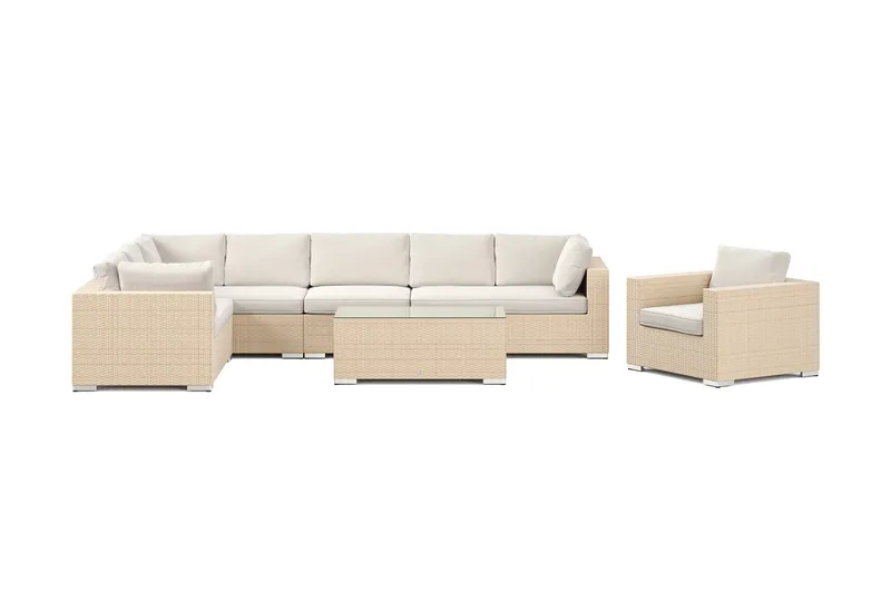 Bahamas utomhus L-soffa höger 8-sits med fåtölj och bord - Beige - Products - Utemöbler & utemiljö - Loungemöbler - Loungeset & loungegrupp