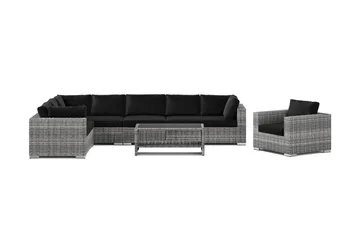 Bahamas utomhus L-soffa höger 8-sits med fåtölj och bord med hylla - Grå - Products - Utemöbler & utemiljö - Loungemöbler - Loungeset & loungegrupp