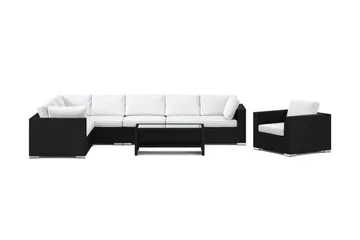 Bahamas utomhus L-soffa höger 8-sits med fåtölj och bord med hylla - Svart - Products - Utemöbler & utemiljö - Loungemöbler - Loungeset & loungegrupp