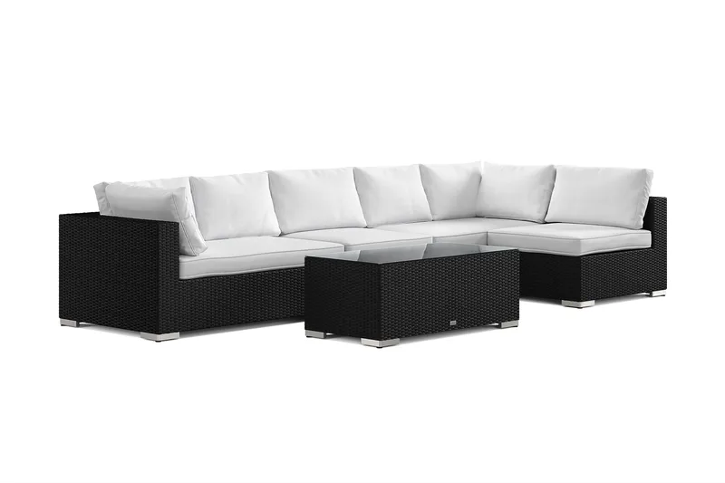 Bahamas utomhus loungegrupp 6-sits med vändbar schäslong och bord, Svart