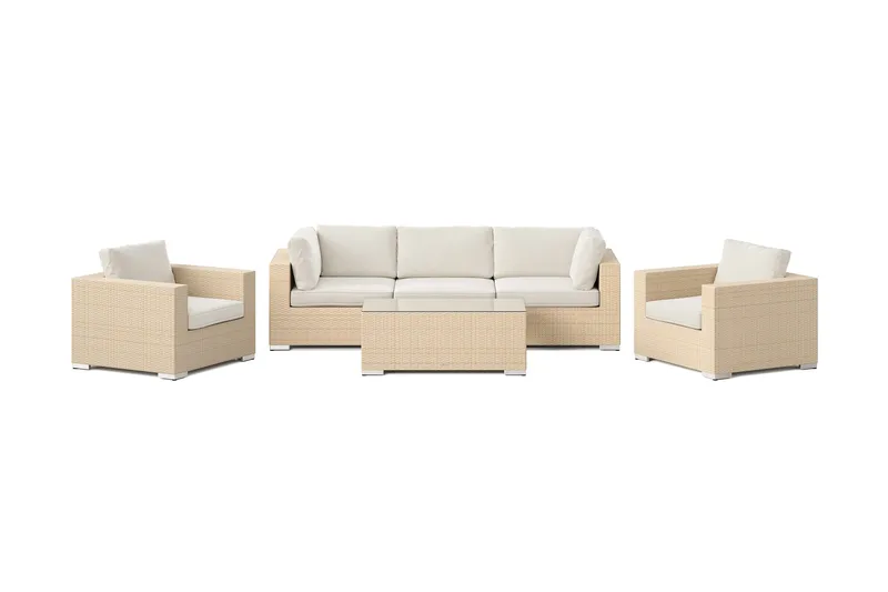 Bahamas utomhus soffgrupp 5-sits med två fåtöljer och bord - Beige - Products - Utemöbler & utemiljö - Loungemöbler - Loungeset & loungegrupp