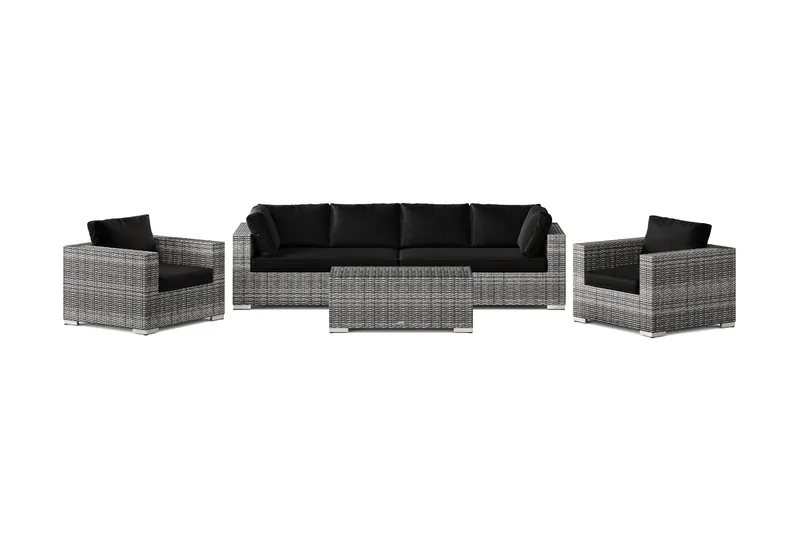 Bahamas utomhus soffgrupp 6-sits med två fåtöljer och bord - Grå - Products - Utemöbler & utemiljö - Loungemöbler - Loungeset & loungegrupp