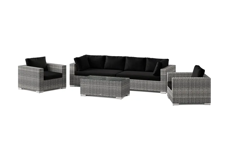 Bahamas utomhus soffgrupp 6-sits med två fåtöljer och bord - Grå - Products - Utemöbler & utemiljö - Loungemöbler - Loungeset & loungegrupp