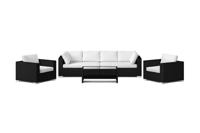 Bahamas utomhus soffgrupp 6-sits med två fåtöljer och bord med hylla - Svart - Products - Utemöbler & utemiljö - Loungemöbler - Loungeset & loungegrupp