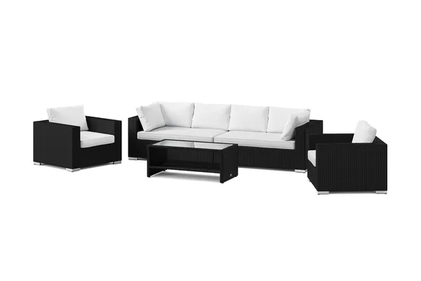 Bahamas utomhus soffgrupp 6-sits med två fåtöljer och bord med hylla - Svart - Products - Utemöbler & utemiljö - Loungemöbler - Loungeset & loungegrupp