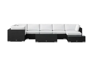 Bahamas utomhus U-soffa 7-sits vändbar divan med öppet avslut och bord - Svart - Products - Utemöbler & utemiljö - Loungemöbler - Loungeset & loungegrupp