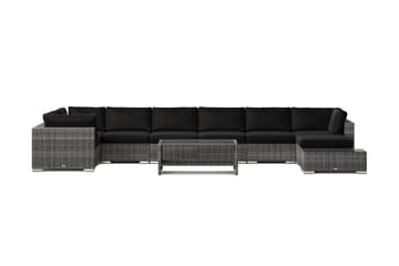 Bahamas utomhus U-soffa 8-sits vändbar divan med öppet avslut och bord med hylla - Grå - Products - Utemöbler & utemiljö - Loungemöbler - Loungeset & loungegrupp
