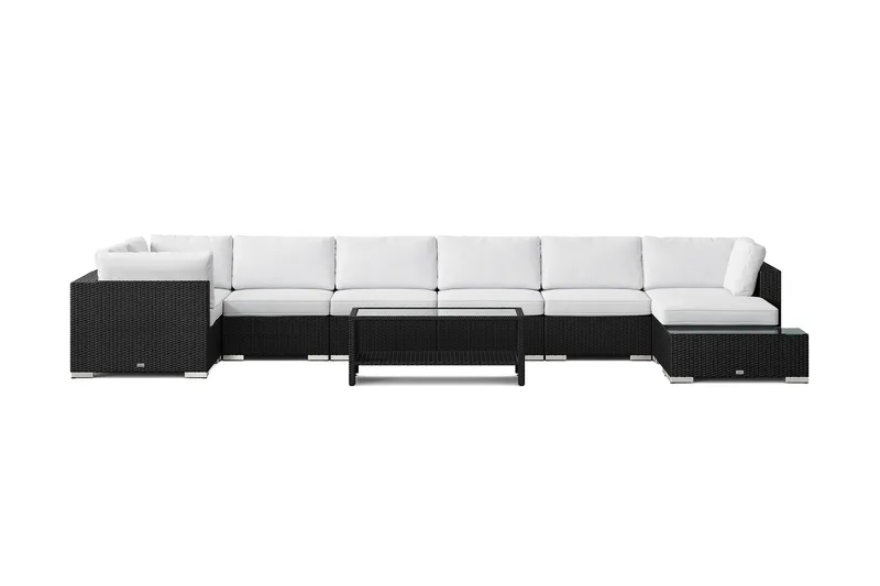 Bahamas utomhus U-soffa 8-sits vändbar divan med öppet avslut och bord med hylla - Svart - Products - Utemöbler & utemiljö - Loungemöbler - Loungeset & loungegrupp