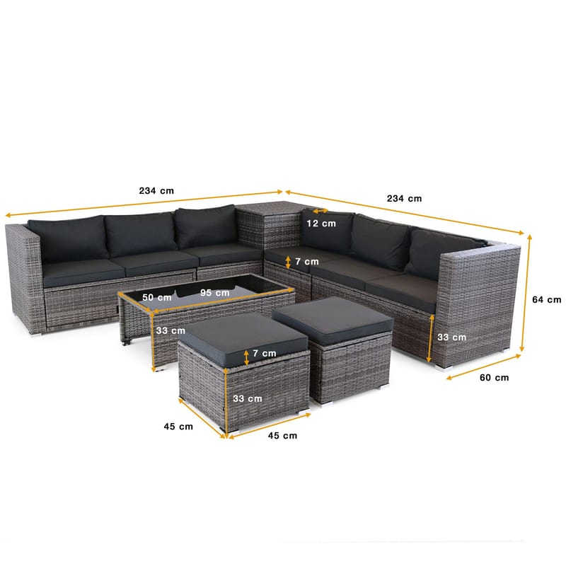 Exklusiv loungegrupp | Inbyggd förvaring | Grå konstrotting | Djursvik - Products - Utemöbler & utemiljö - Loungemöbler - Loungeset & loungegrupp