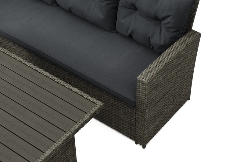 James 5-sits Vänstervänd Loungegrupp Utomhus – Soffgrupp med mörgrå dynor och bord i konstrotting - Grå - Products - Utemöbler & utemiljö - Loungemöbler - Loungeset & loungegrupp