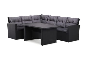 James 5-sits Vänstervänd Loungegrupp Utomhus – Soffgrupp med mörgrå dynor och bord i konstrotting - Grå - Products - Utemöbler & utemiljö - Loungemöbler - Loungeset & loungegrupp