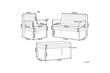 Loungegrupp Utomhus 4-sits konstrotting ljusbrun MARSALA - Trä/natur - Products - Utemöbler & utemiljö - Loungemöbler - Loungeset & loungegrupp