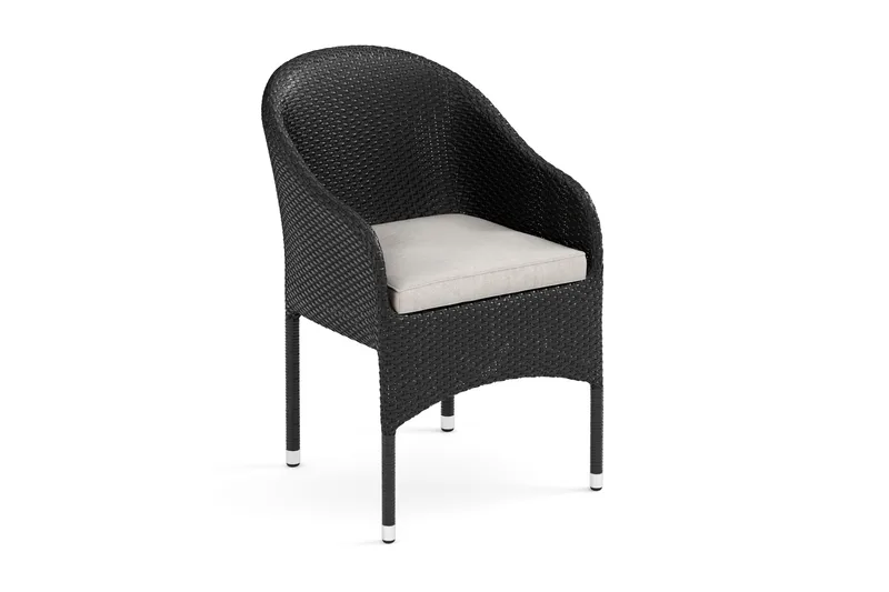 Thor loungestol utomhus i konstrotting med beige sittdyna, Svart