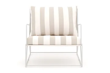 Usteryd loungefåtölj utomhus i järn med vattenavisande randig dyna - Beige / Vit - Products - Utemöbler & utemiljö - Loungemöbler - Loungestol utomhus