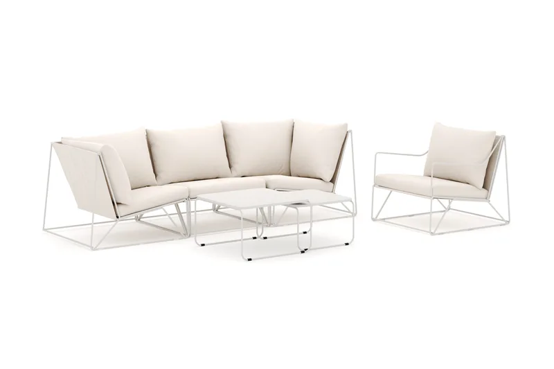 Usteryd utomhus rak 4-sits soffa med fåtölj, Beige/Beige