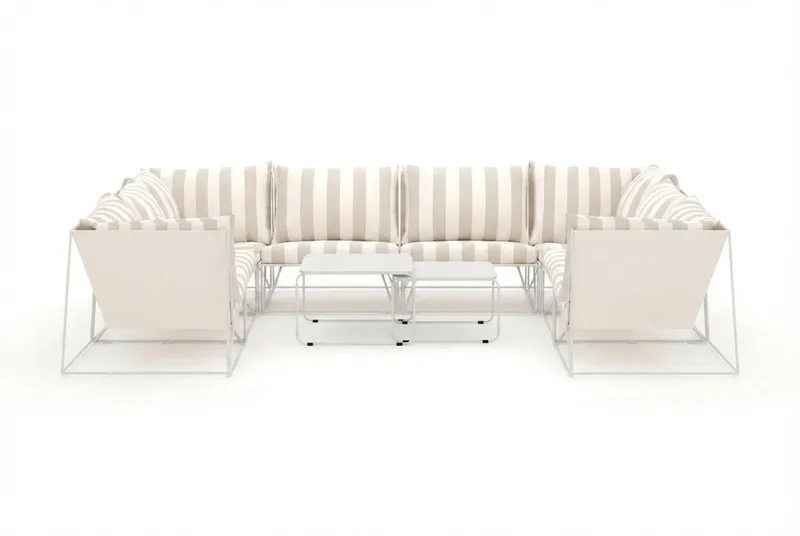 Usteryd utomhus U-soffa 8-sits med stängt avslut - Beige/Striped - Products - Utemöbler & utemiljö - Loungemöbler - Loungesoffor