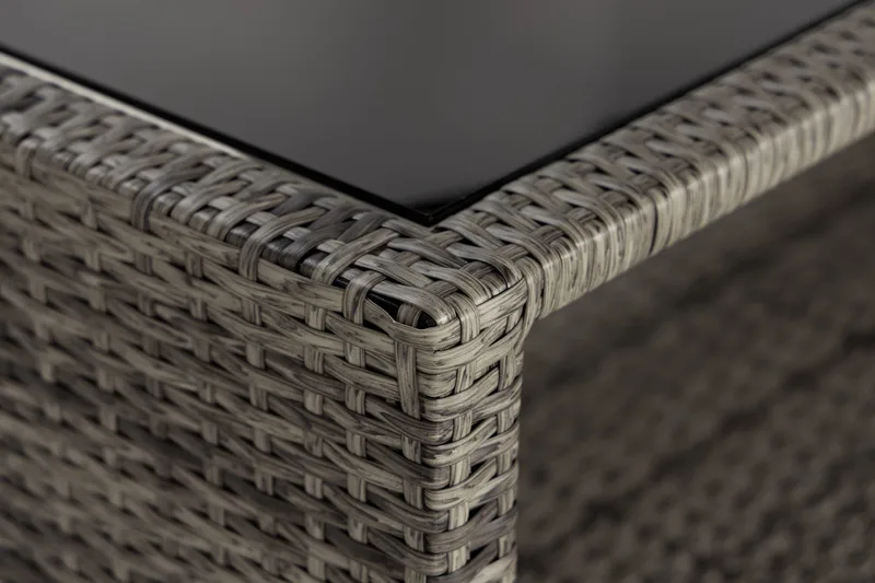 Bahamas Loungbord och Soffbord med hylla Utomhus 113 cm Konstrotting Glas - Grå - Products - Utemöbler & utemiljö - Utebord & trädgårdsbord - Loungebord & soffbord utomhus