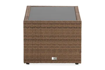 Bahamas Loungbord och Soffbord med hylla Utomhus 113 cm Konstrotting Glas - Sand - Products - Utemöbler & utemiljö - Utebord & trädgårdsbord - Loungebord & soffbord utomhus
