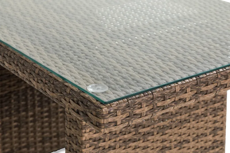 Bahamas Loungebord och Soffbord Utomhus 100 cm Konstrotting Glas - Sand - Products - Utemöbler & utemiljö - Utebord & trädgårdsbord - Loungebord & soffbord utomhus
